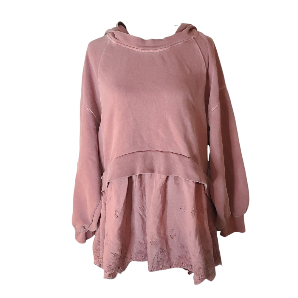 Free People Dusty Rose Layered Hoodie Size S